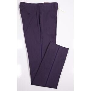 Etro Mens Purple Herringbone Cotton Flat Front Chino Trousers Eu 48 - 34x36